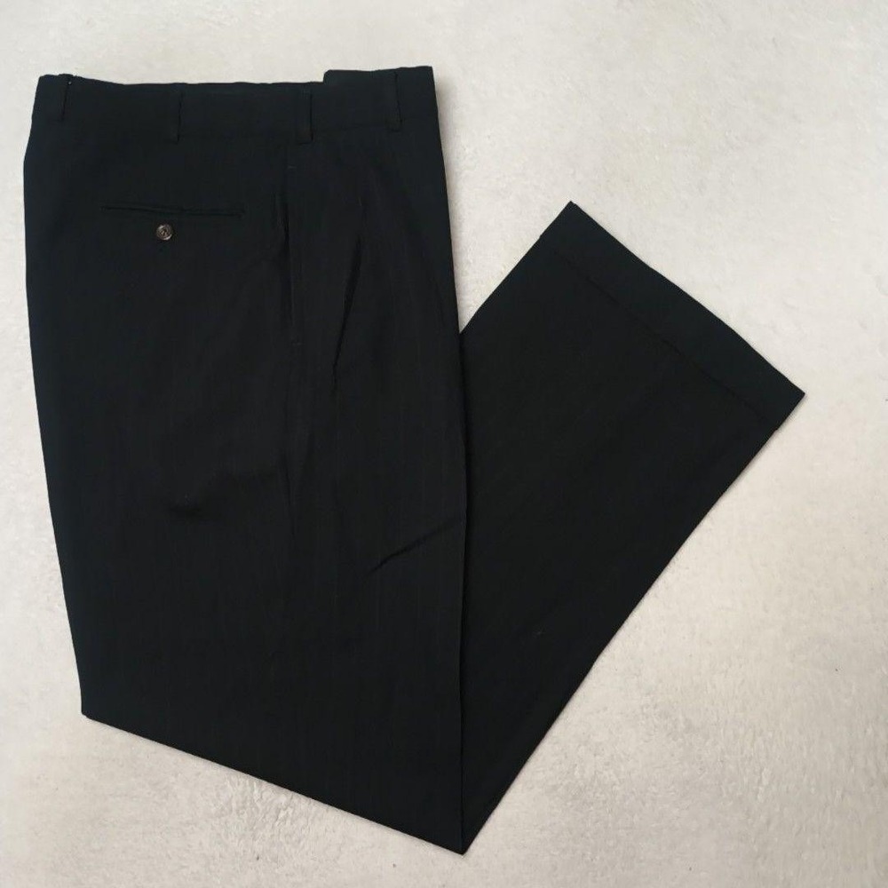 Brooks Brothers Pants Men 33x33 Gray Pinstripe Pleated Wool Trousers Suit USA